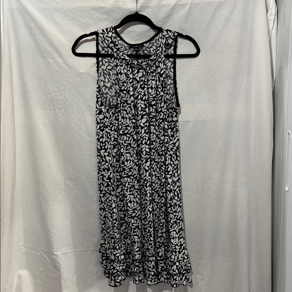 Black and White Sleeveless Dress with clear sequins. Size Large.